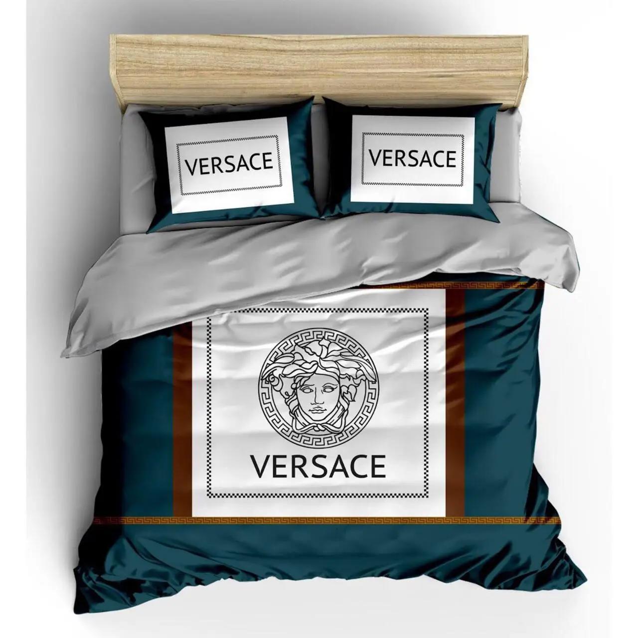 Versace luxury logo fashion brand bedding sets, bedroom decor , thanksgiving decorations for home Bedding Sets