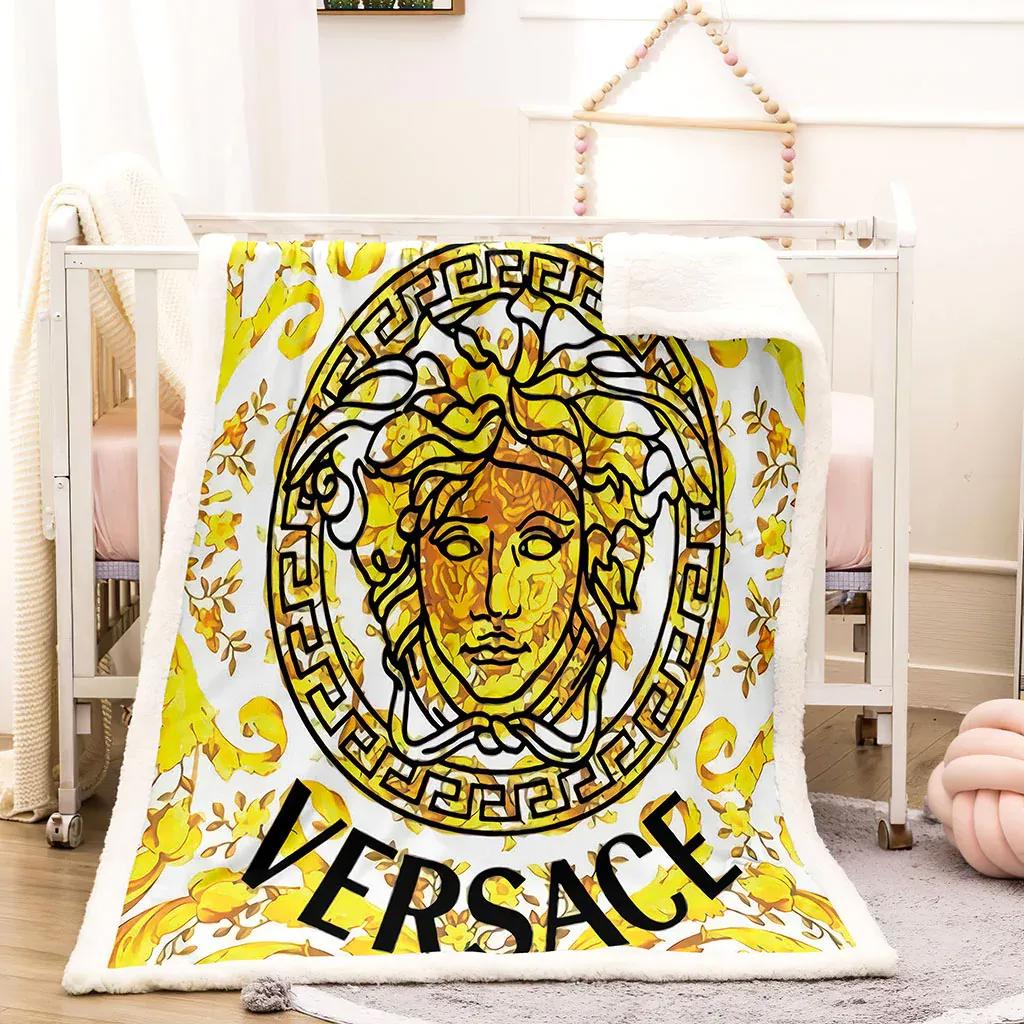 Versace medusa golden luxury brand premium blanket fleece home decor 15 Blanket Fleece
