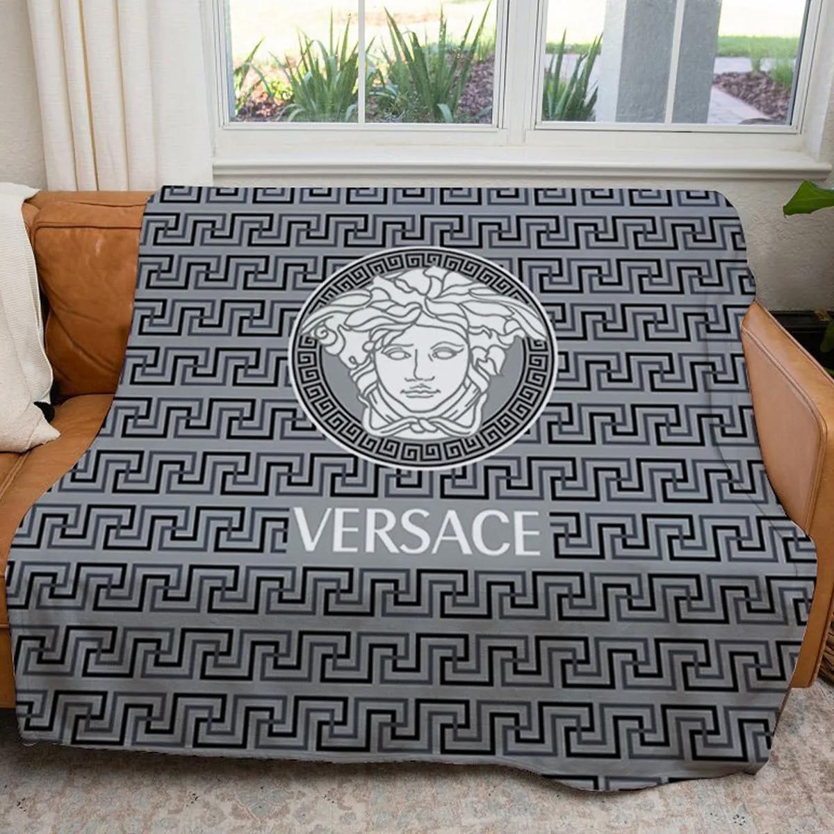 Versace medusa grey luxury brand premium blanket fleece home decor 59 Blanket Fleece