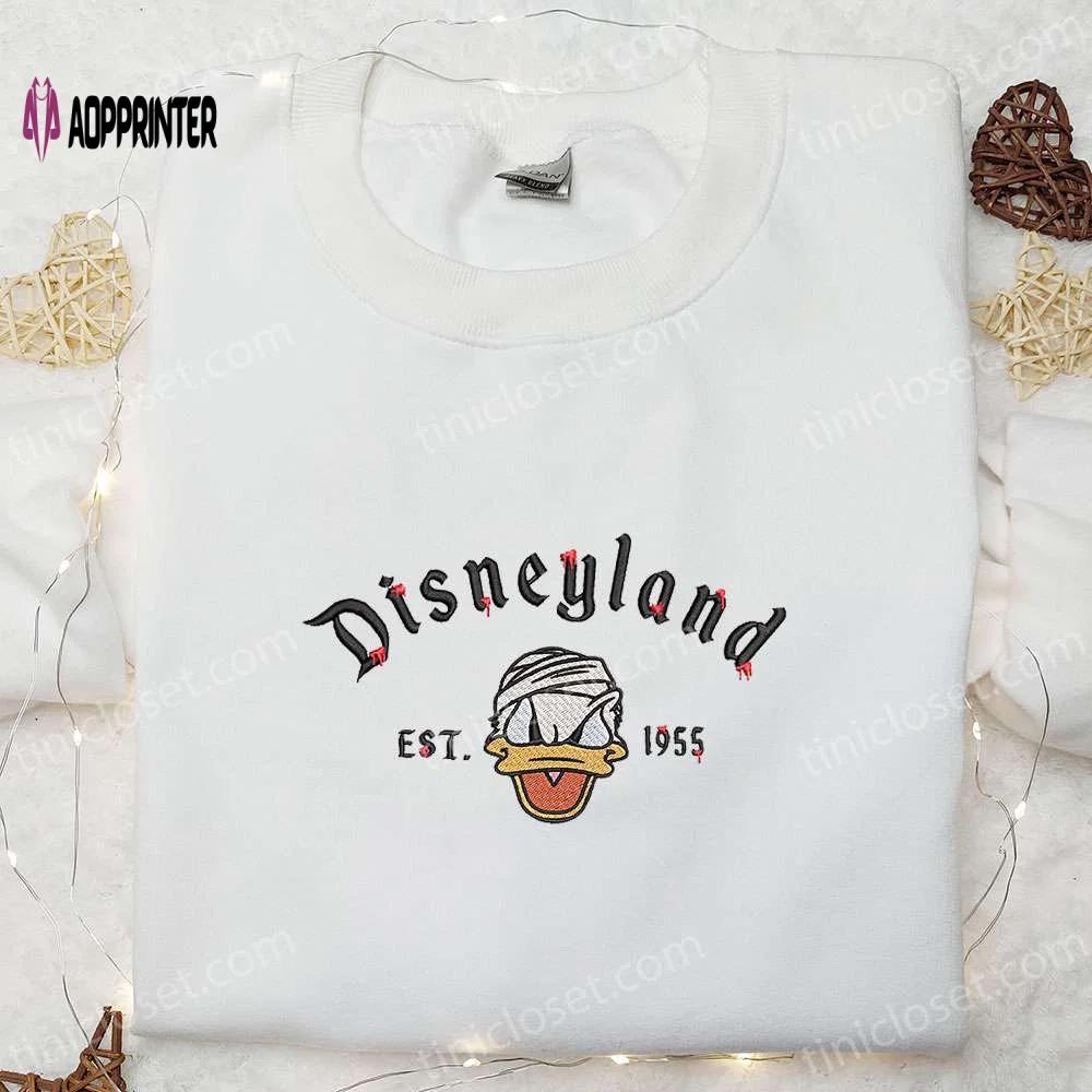 Vintage donald disneyland halloween embroidered sweatshirt & hoodie – est 1955 fun halloween shirt ideas Embroidered Shirt