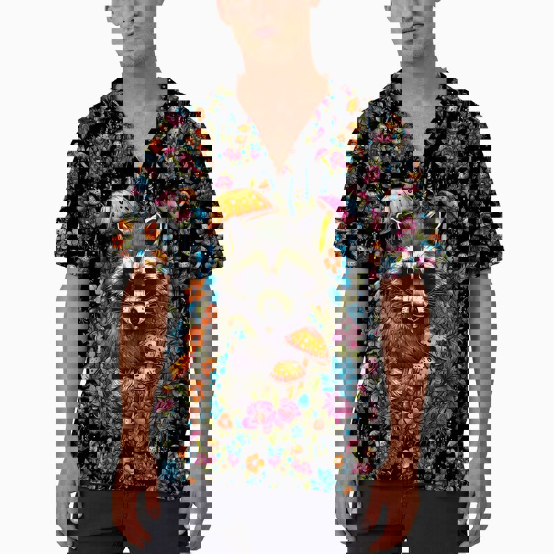 Vintage raccoon mushroom hawaiian shirt Hawaii Shirt Shorts & Flip Flops