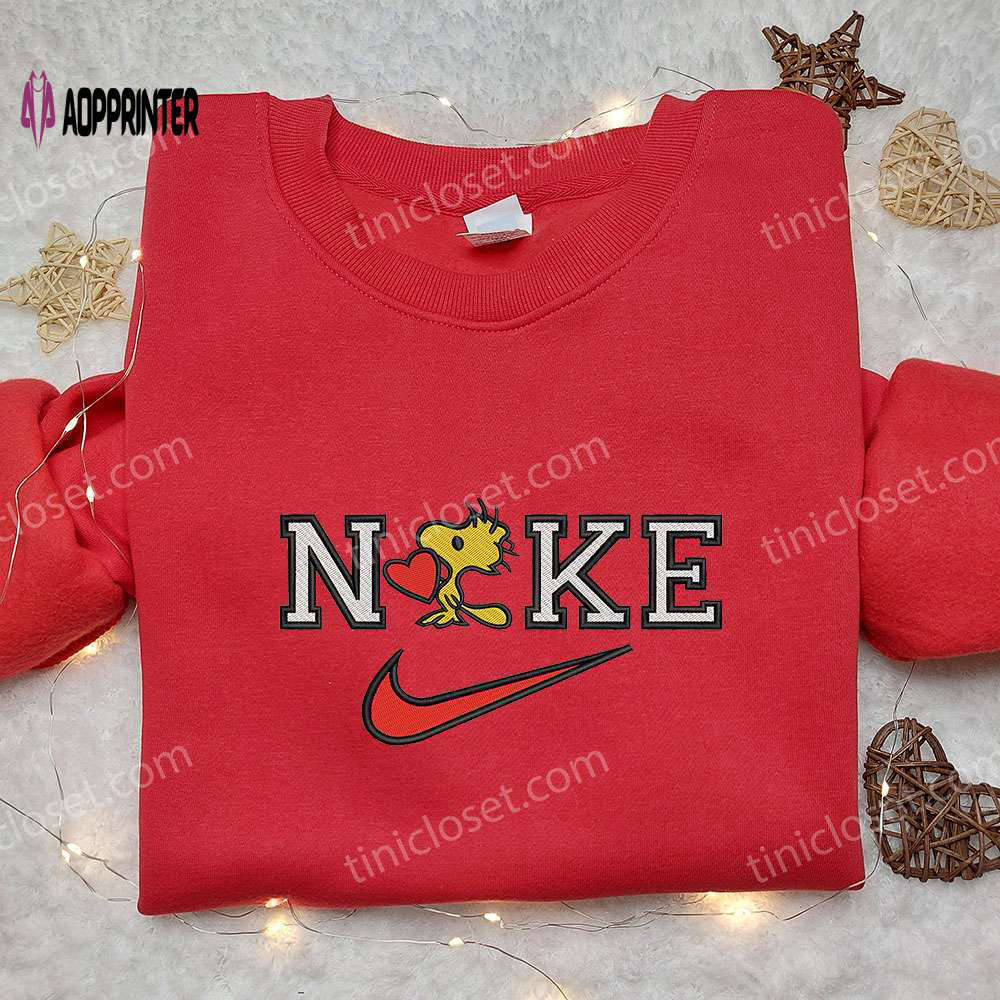Woodstock heart x nike embroidered hoodie peanuts disney shirt nike inspired shirt Embroidered Shirt