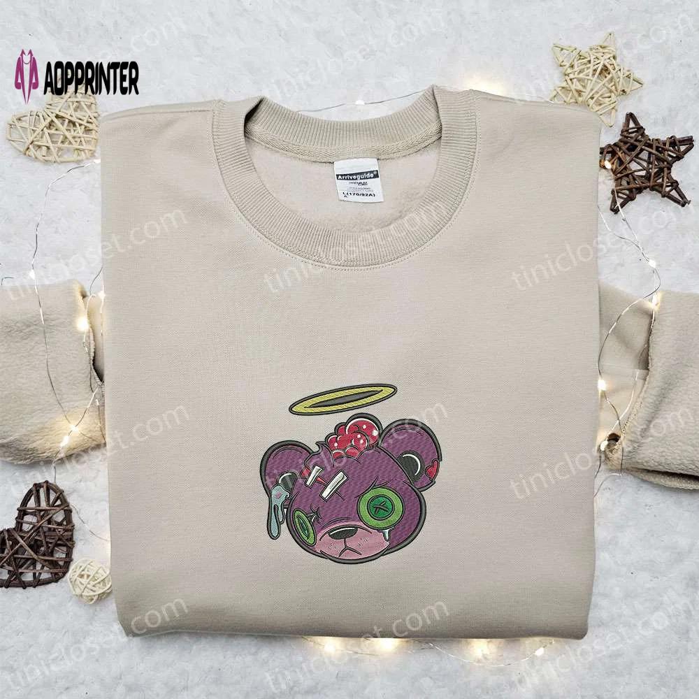 Zombie teddy bear sweatshirt: halloween embroidered hoodie & best gift ideas Embroidered Shirt