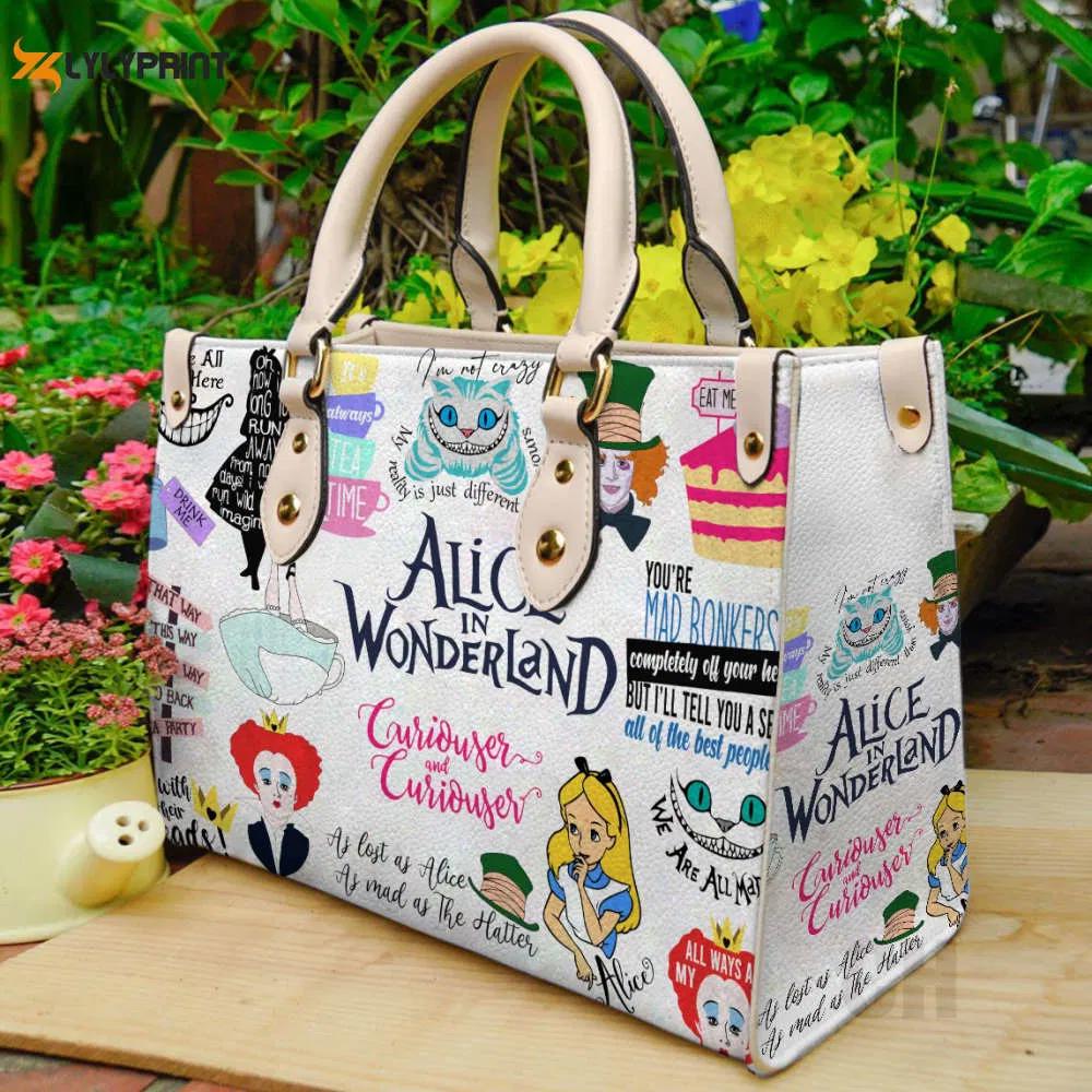 Alice in wonderland leather handbag gift for women 4154 Women Leather Hand Bag
