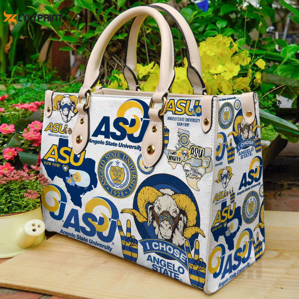Angelo state university rams leather handbag gift for women 556 Women Leather Hand Bag
