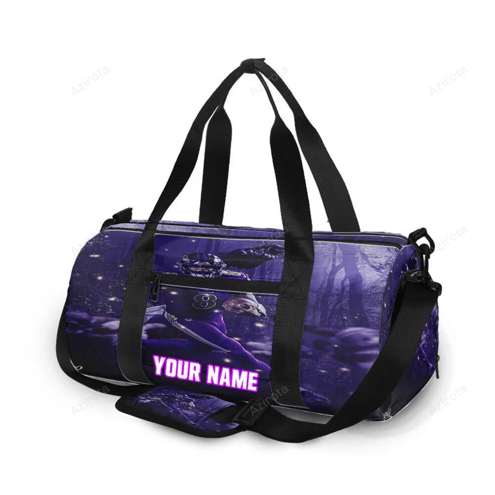 Baltimore ravens lamar jackson 8 v12 personalized name travel bag gym bag 214 Travel Bag