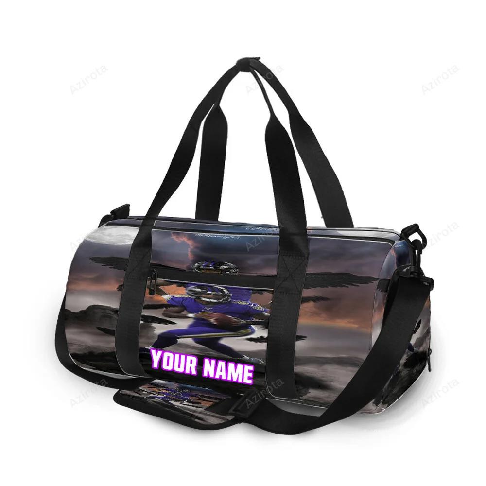 Baltimore ravens lamar jackson 8 v19 personalized name travel bag gym bag 1653 Travel Bag
