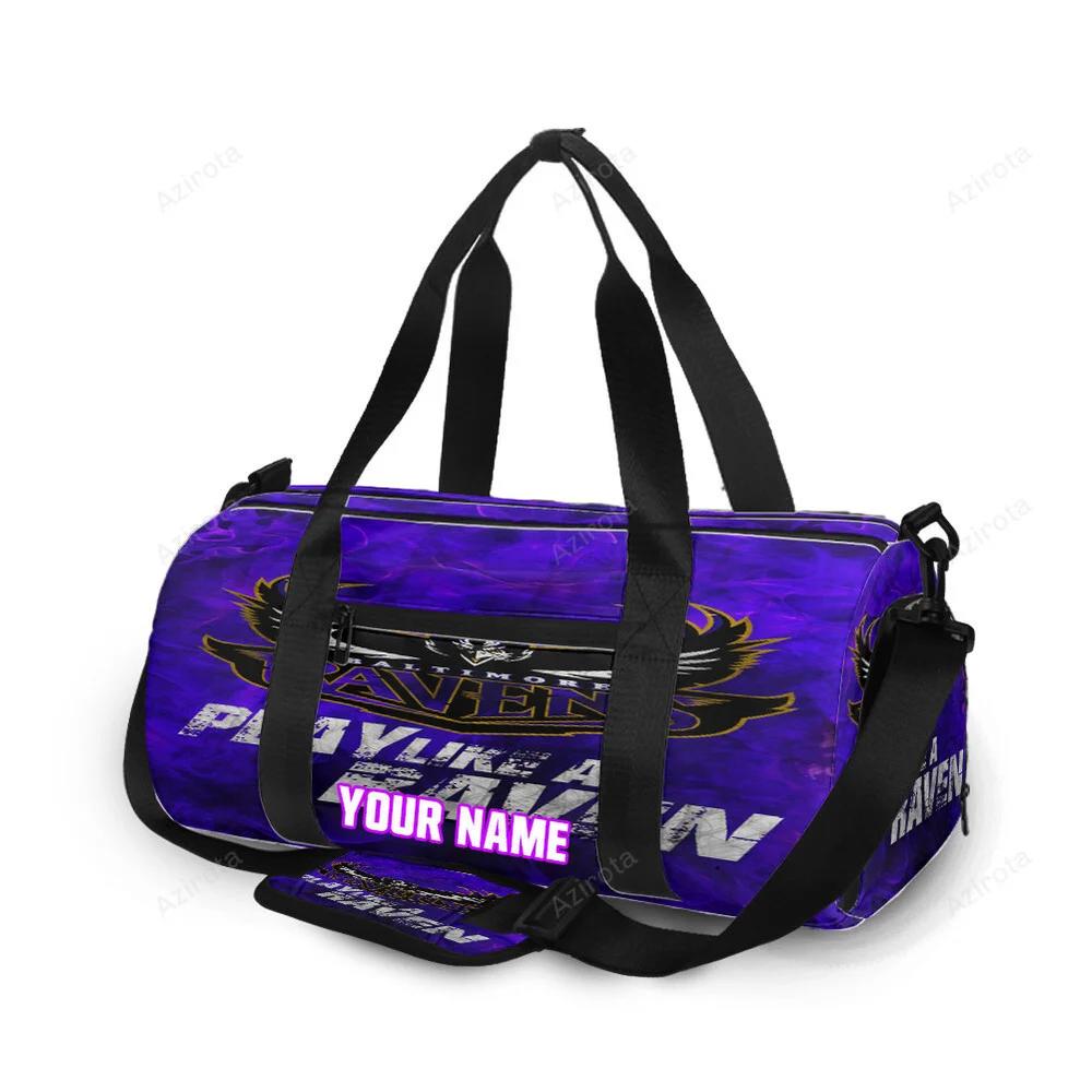 Baltimore ravens play like a raven personalized name travel bag gym bag 1800 Travel Bag