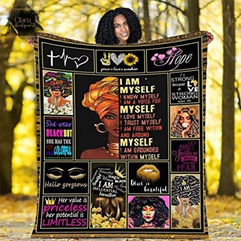 Black history african american fleece blanket, mink sherpa blanket, black woman blanket, black girl blanket, black queen quilt Quilt Blanket