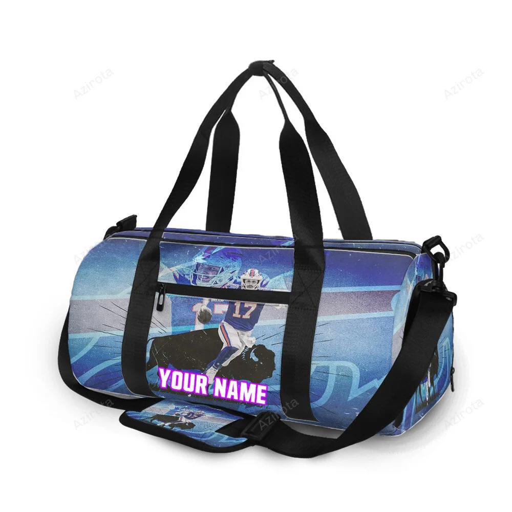 Buffalo bills 17 josh allen v7 personalized name travel bag gym bag 465 Travel Bag