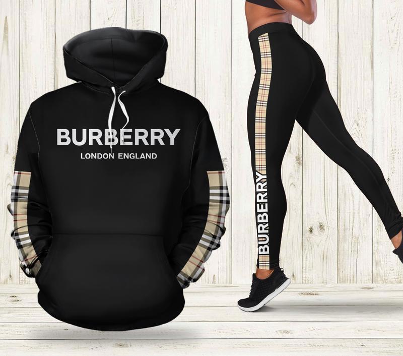 Burberry black hoodie leggings luxury brand clothing clothes outfit for women 129 hcst 72 Hoodie Leggings Set