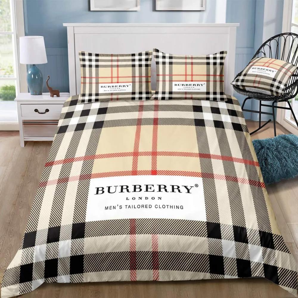 Burberry new luxury brand bedding sets bedspread duvet cover set, bedroom decor , thanksgiving decorations for home best luxury bed sets gift thankgivings and christmas Bedding Sets