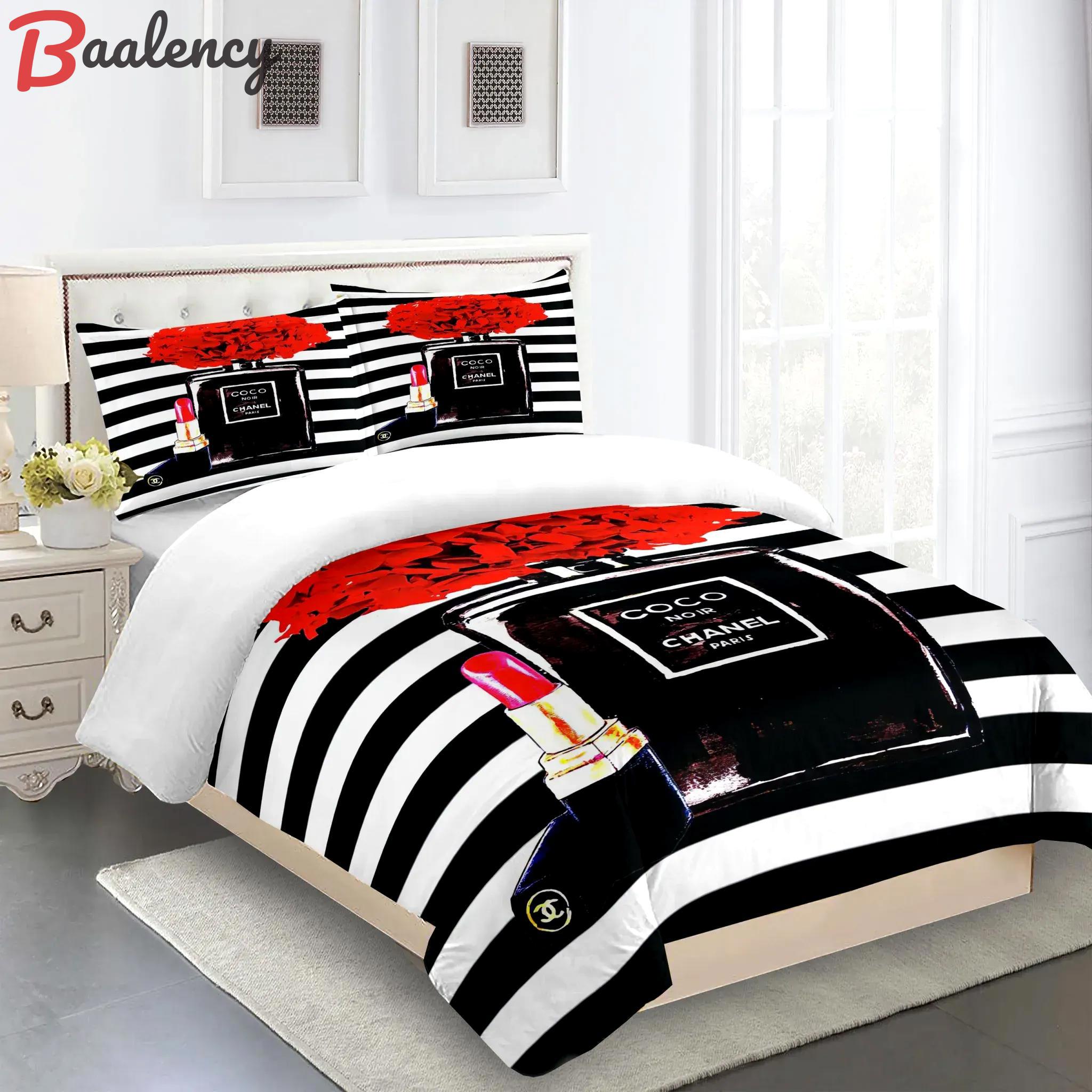 Chanel coco noir paris luxury brand premium bedding set for bedroom luxury bedspread duvet cover set with pillowcases home decoration bedding sets