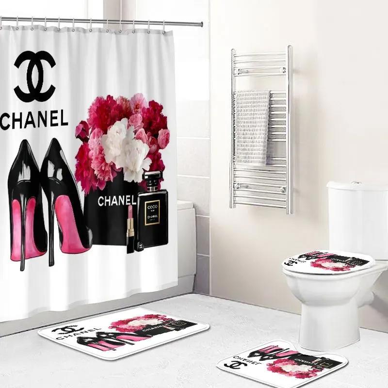 Chanel coco perfume rose luxury fashion brand bath mat home decor hypebeast bathroom sets Bathroom Set