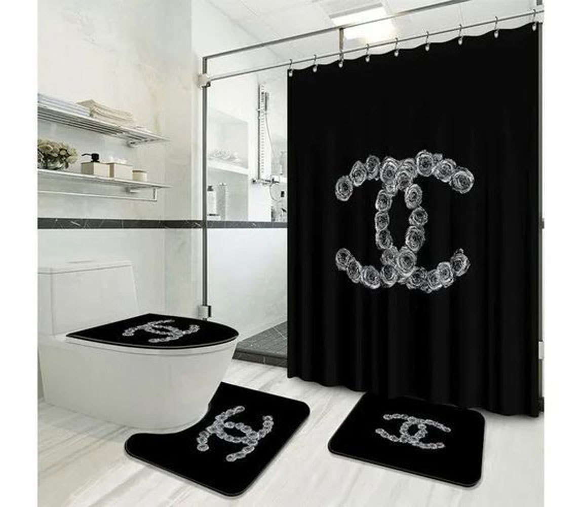 Chanel flower hypebeast bathroom sets bath mat luxury fashion brand home decor Bathroom Set