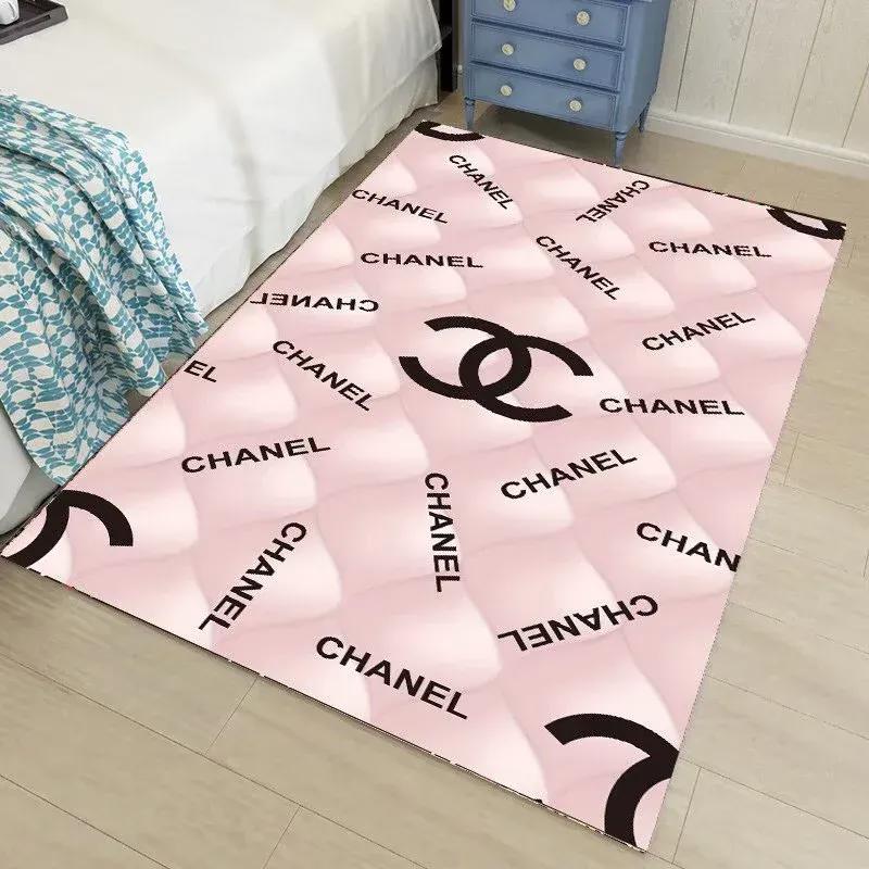 Chanel limited logo type 1118. Upgrade Your Living Room with Luxury Home Decor: Area Carpets, Floor Decor, Door Mats, and Hot Gift Items with style a High-End Fashion Brand Rectangle Rug