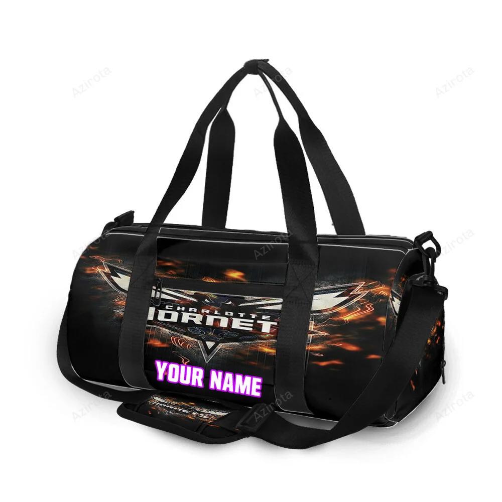 Charlotte hornets fire personalized name travel bag gym bag 1643 Travel Bag