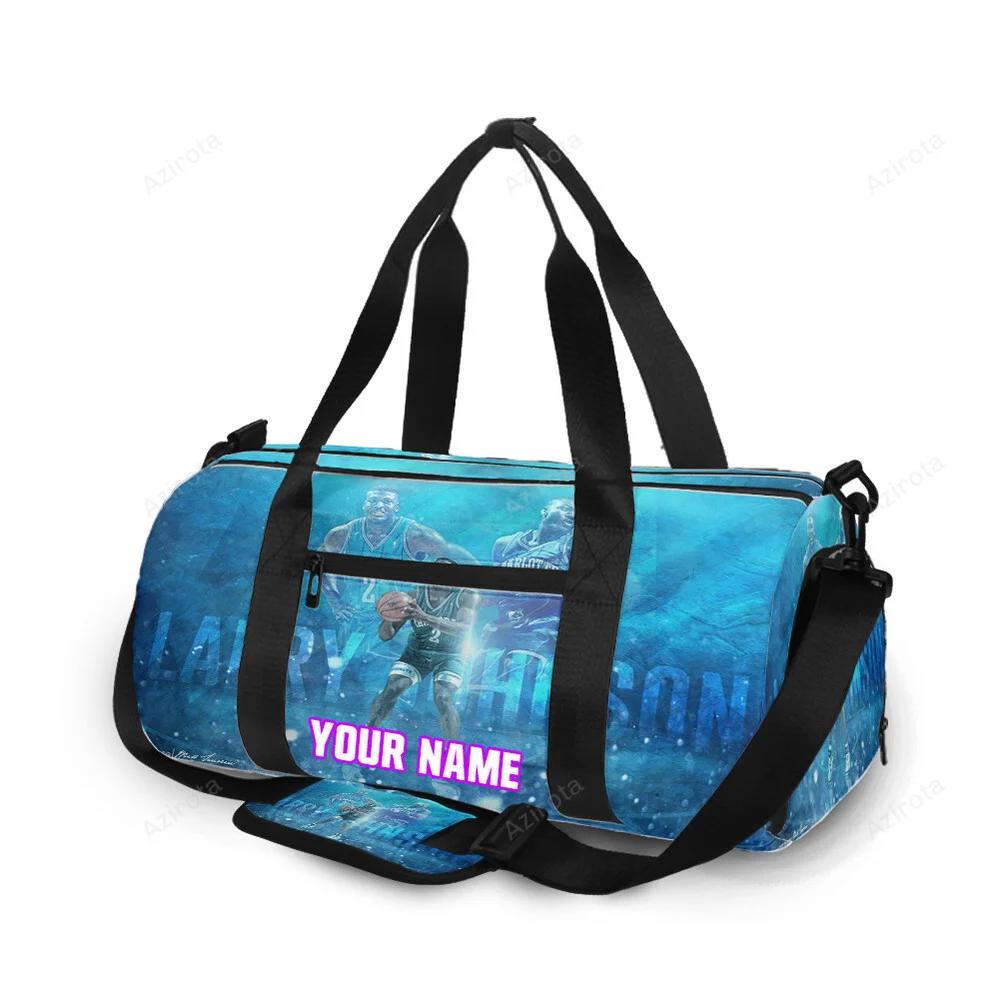 Charlotte hornets larry johnson1 personalized name travel bag gym bag 868 Travel Bag