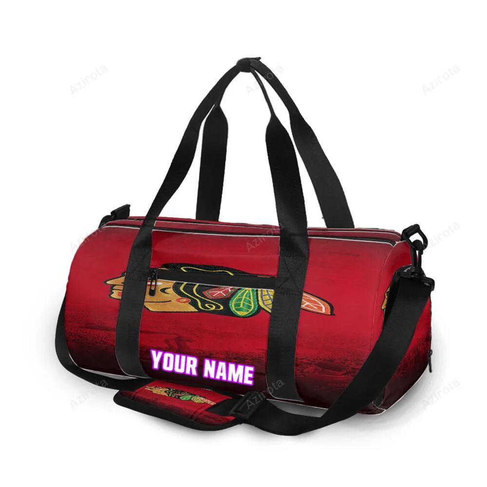 Chicago blackhawks emblem texture4 personalized name travel bag gym bag 1106 Travel Bag