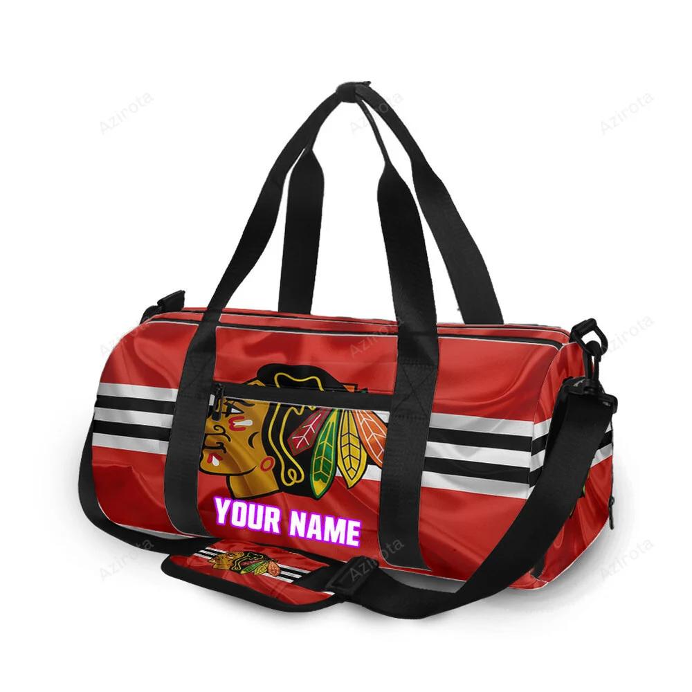Chicago blackhawks emblem texture6 personalized name travel bag gym bag 300 Travel Bag