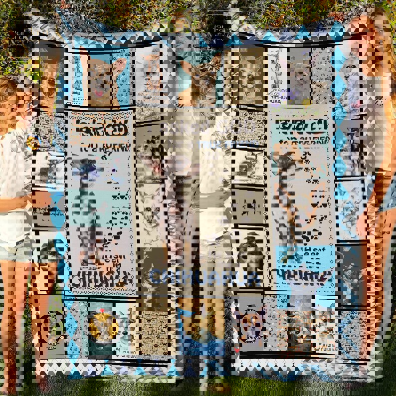 Chihuahua dog blanket god sent me a chihuahua fleece blanket, mink sherpa blanket, chihuahua quilt, chihuahua dog blanket Quilt Blanket