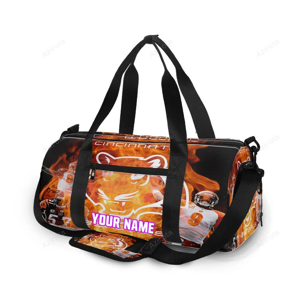 Cincinnati bengals team fire personalized name travel bag gym bag 505 Travel Bag