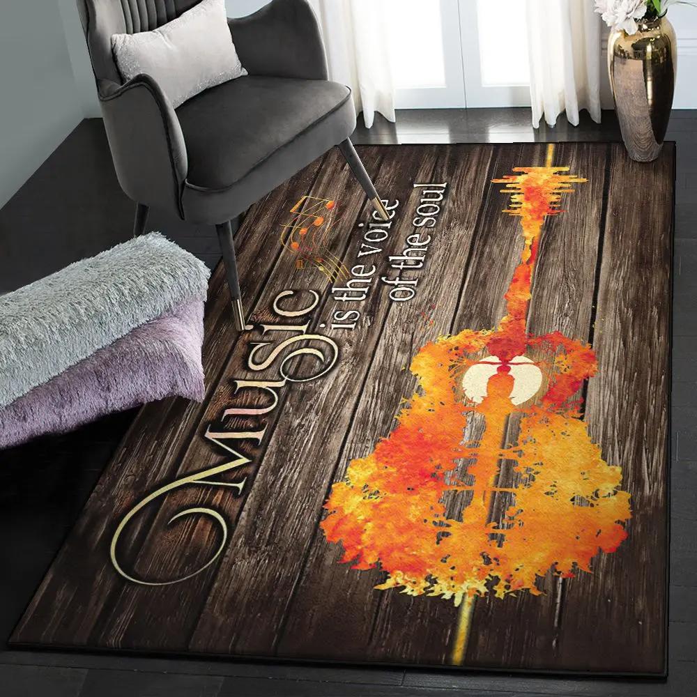 Classical guitar indoor outdoor carpet, music is the voice of the soul guitar rug Rectangle Rug