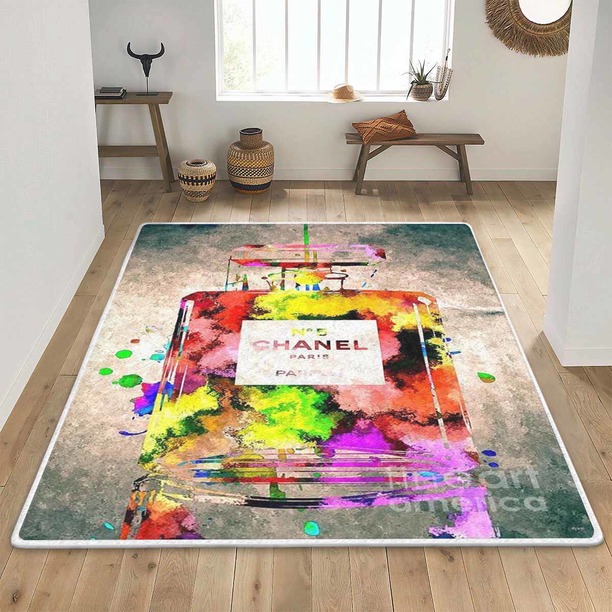 Coco chanel paris logo type 682. Upgrade Your Living Room with Luxury Home Decor: Area Carpets, Floor Decor, Door Mats, and Hot Gift Items with style a High-End Fashion Brand Rectangle Rug