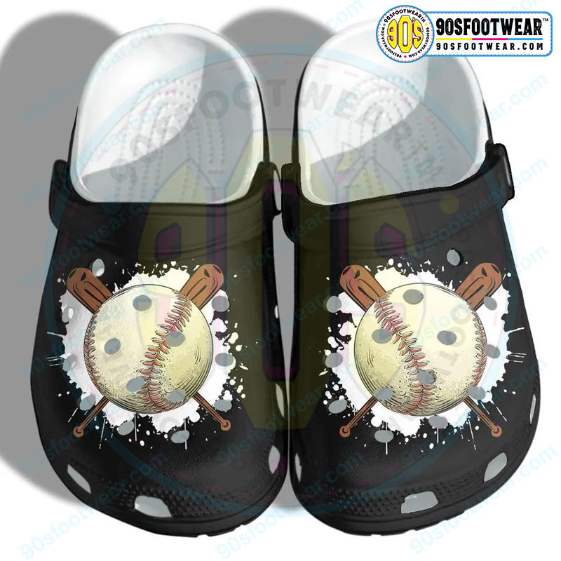 Crocs outfit - black white splatter funny baseball crocs - 252 Crocs Outfit