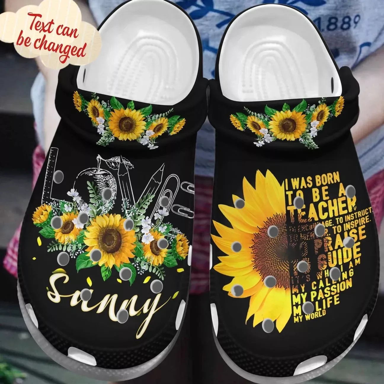 Crocs outfit - love sunflower personalized name for teacher crocs crocband clog shoes for men women - 1378 Crocs Outfit