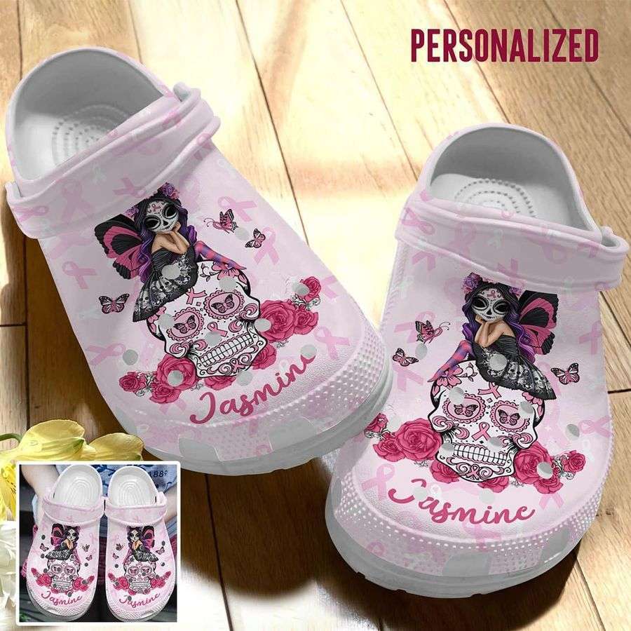 Crocs outfit - personalized breast cancer crocs fairy sugar skull pink ribbon crocs clogs crocband shoes - 1646 Crocs Outfit
