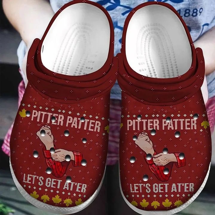 Crocs outfit - pitter patter let’s get at er ugly pattern christmas crocs crocband clog shoes for men women - 1877 Crocs Outfit