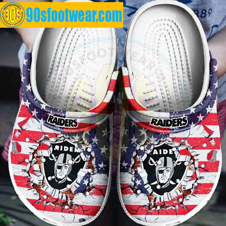 Crocs outfit - raider crocs american flag las vegas raiders football team custom classic clog - 1955 Crocs Outfit