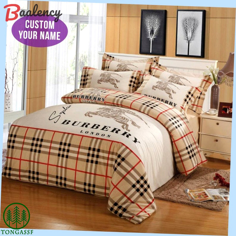 Custom name burberry london bedding set bedding sets