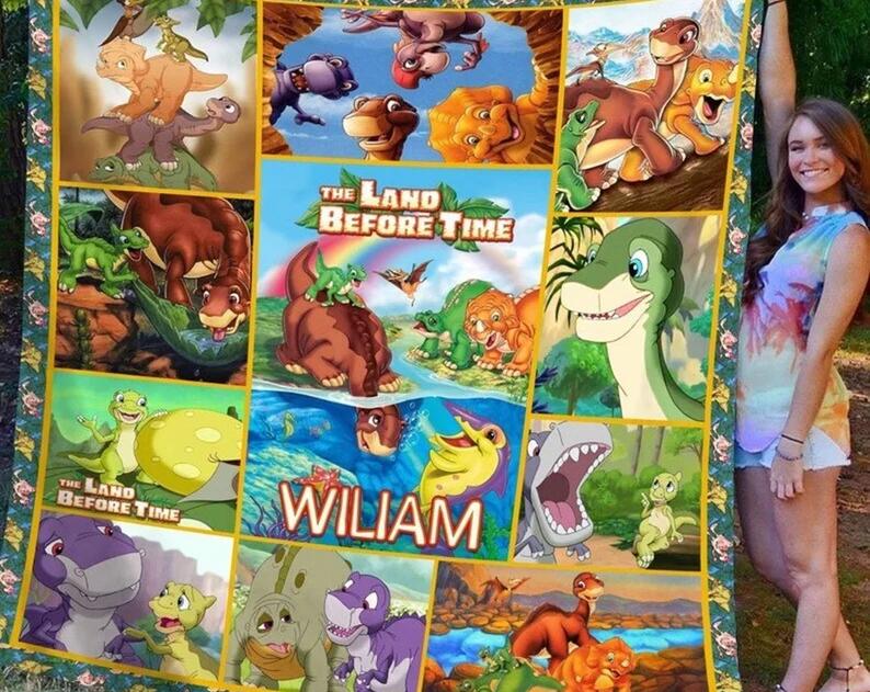 Customized the land before time fleece blanket, the land before time blanket, the land before time baby blanket, custom blanket with name Quilt Blanket