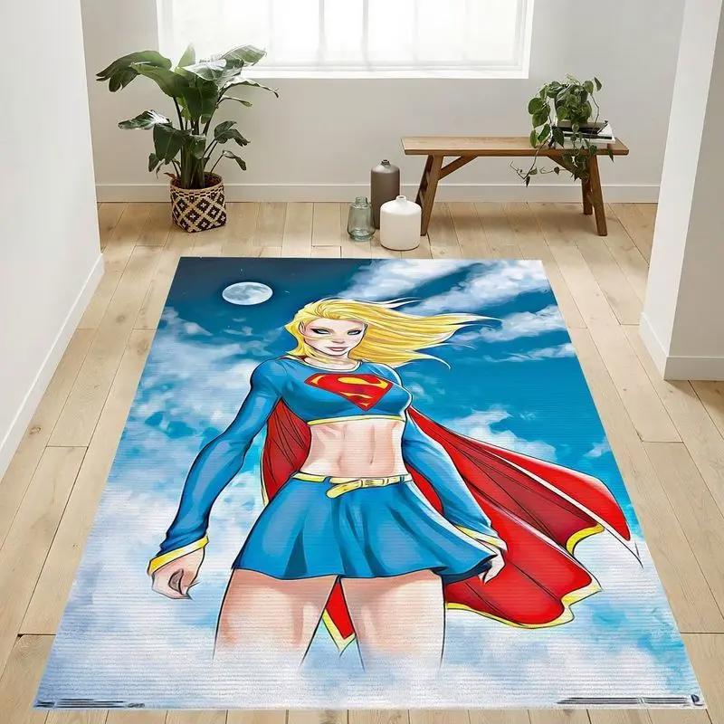 Dc comics supergirl clouds area rug living room and bed room rug rug regtangle carpet floor decor home decor Rectangle Rug