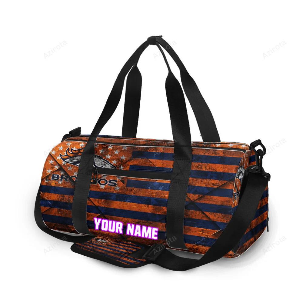 Denver broncos american flag v26 personalized name travel bag gym bag 613 Travel Bag