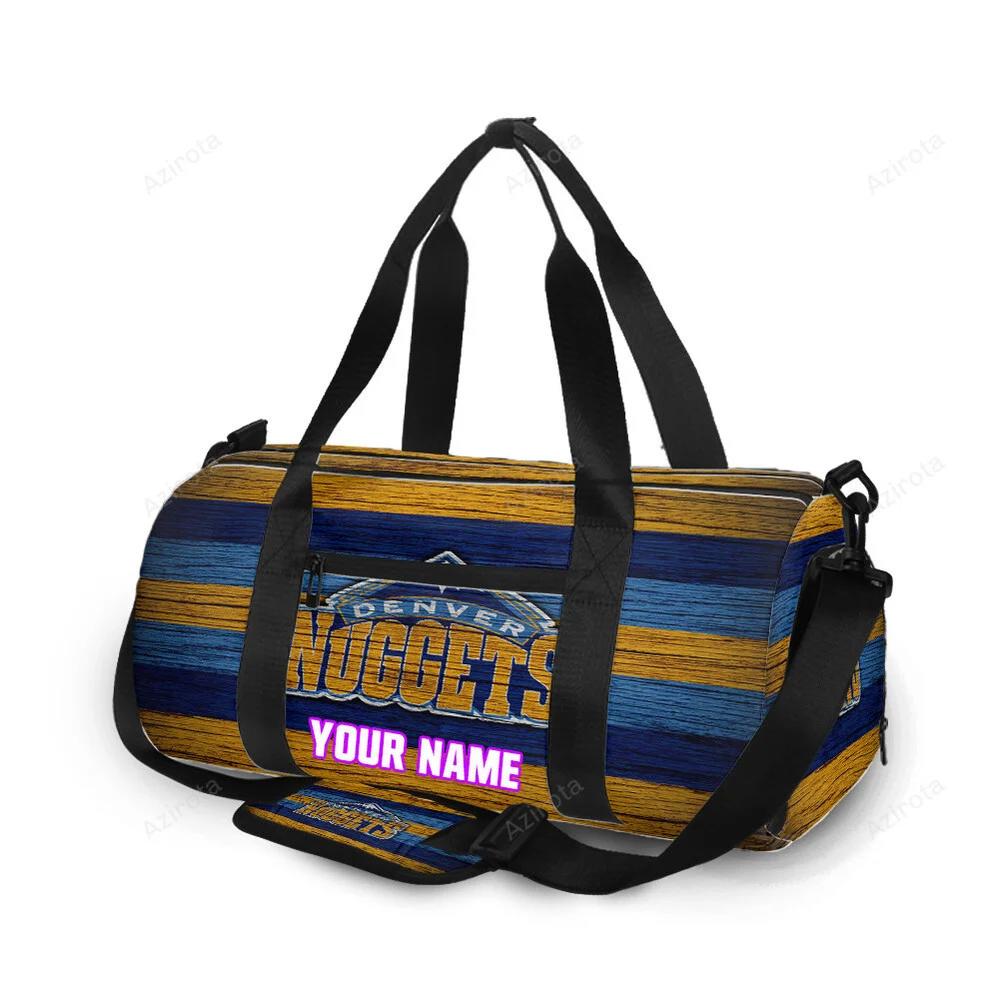 Denver nuggets yellow navy blue wood personalized name travel bag gym bag 409 Travel Bag