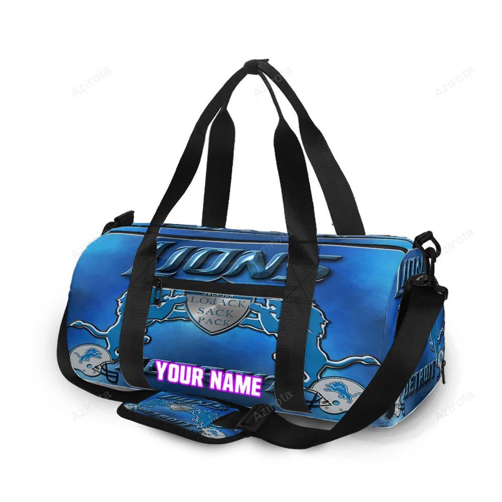 Detroit lions emblem 94 lawrence jackson personalized name travel bag gym bag 852 Travel Bag