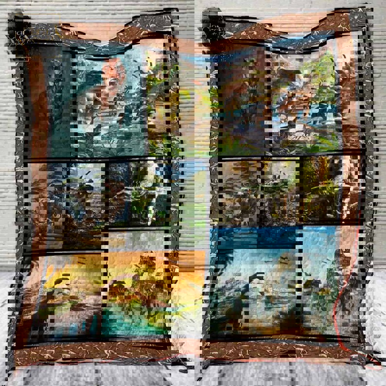 Dinosaur world fleece blanket, mink sherpa blanket, dinosaur blanket, dinosaur world quilt, dinosaur lover gift Quilt Blanket