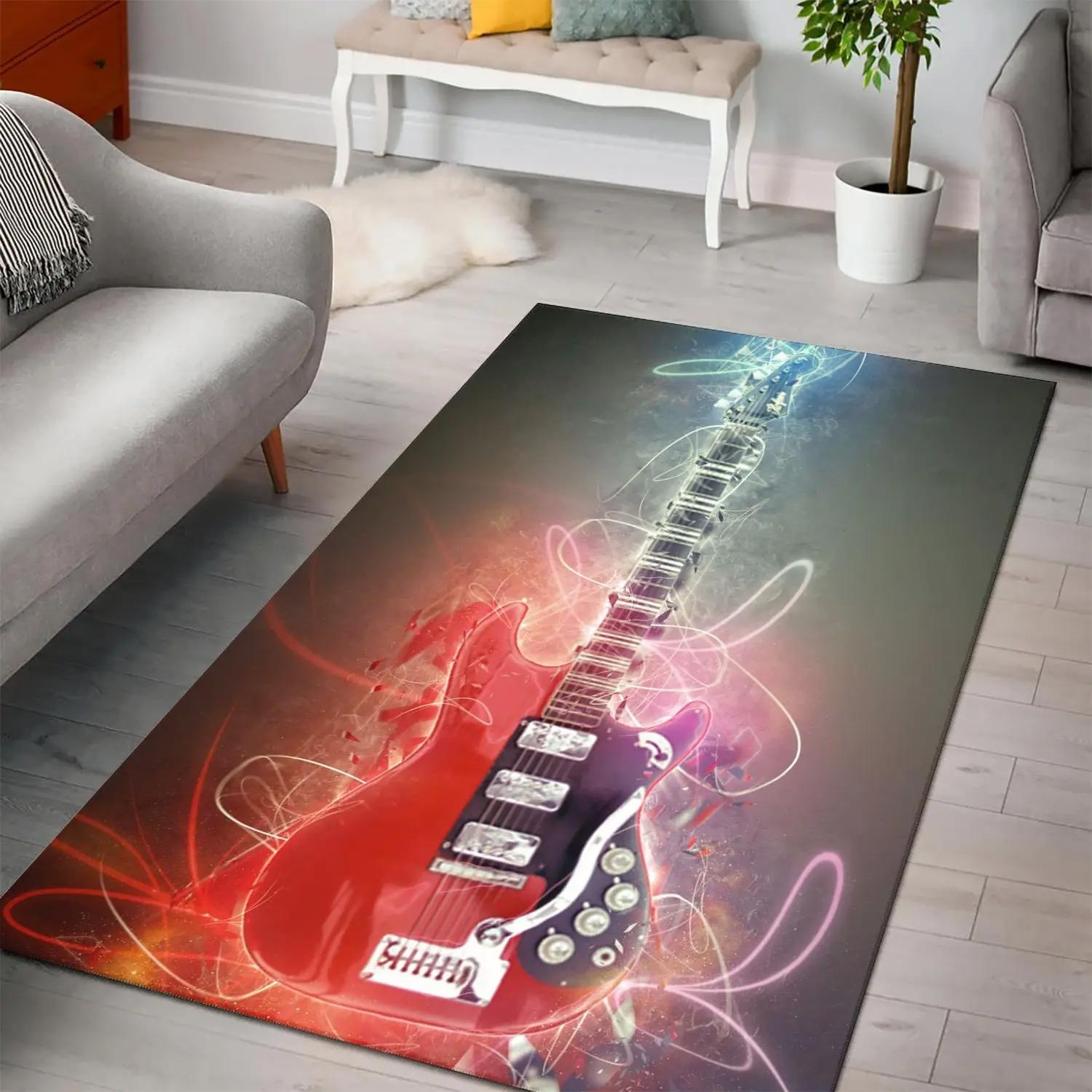Electric guitar music area rug living room rug home decor rcdd81f31535 Rectangle Rug