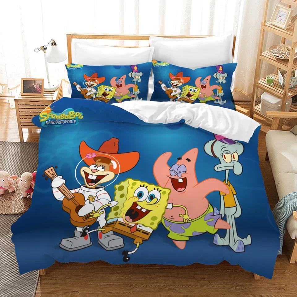 Funny cartoon spongebob squarepants ver5 full    Bedding Sets sheets bedclothes duvet home decor blankets covers bedroom idea bed linen bedspread