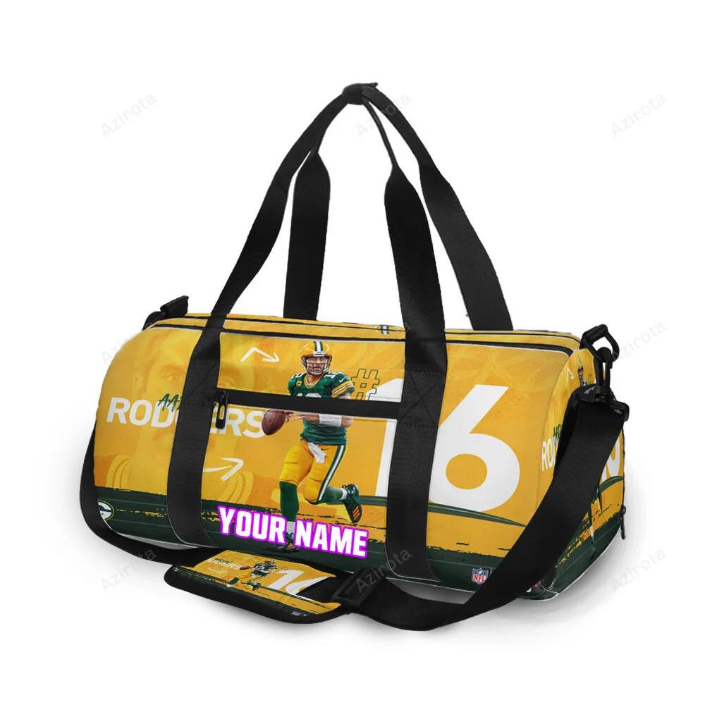 Green bay packers aaron jones no12 v5 personalized name travel bag gym bag 226 Travel Bag