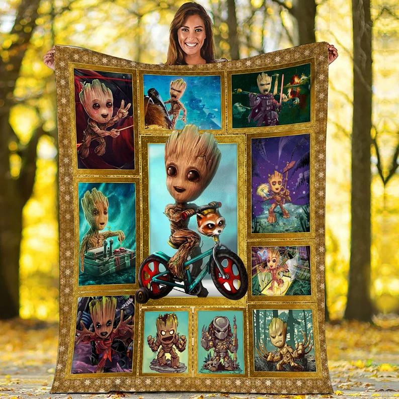 Groot baby fleece blanket quilt guardians of the galaxy fleece blanket quilt Quilt Blanket