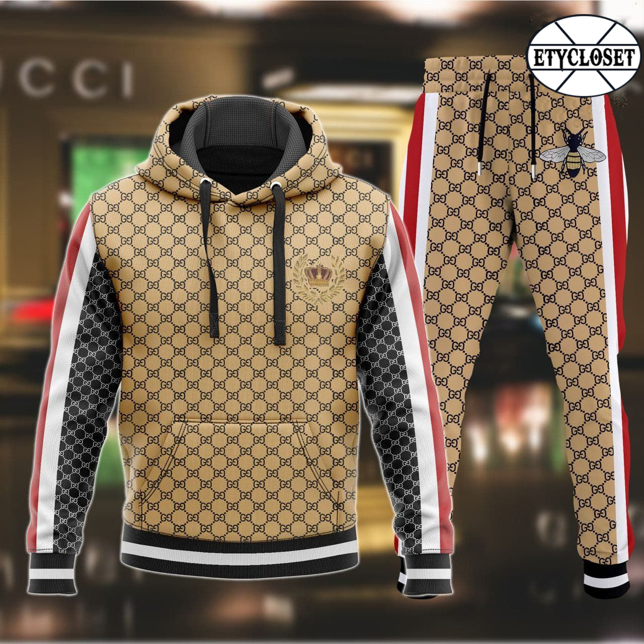Gucci bee hoodie sweatpants pants hot 2023 luxury brand clothing clothes outfit for men 46 Hoodie Long Pants 3D Set