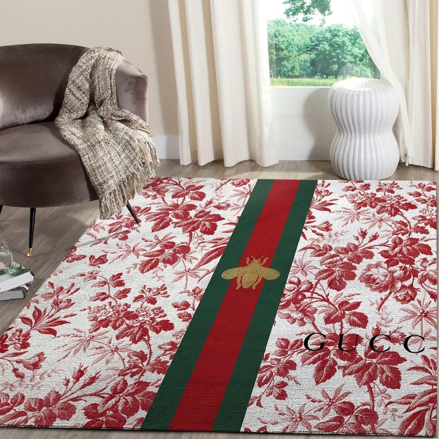 Gucci flower bee logo type 1000. Upgrade Your Living Room with Luxury Home Decor: Area Carpets, Floor Decor, Door Mats, and Hot Gift Items with style a High-End Fashion Brand Rectangle Rug