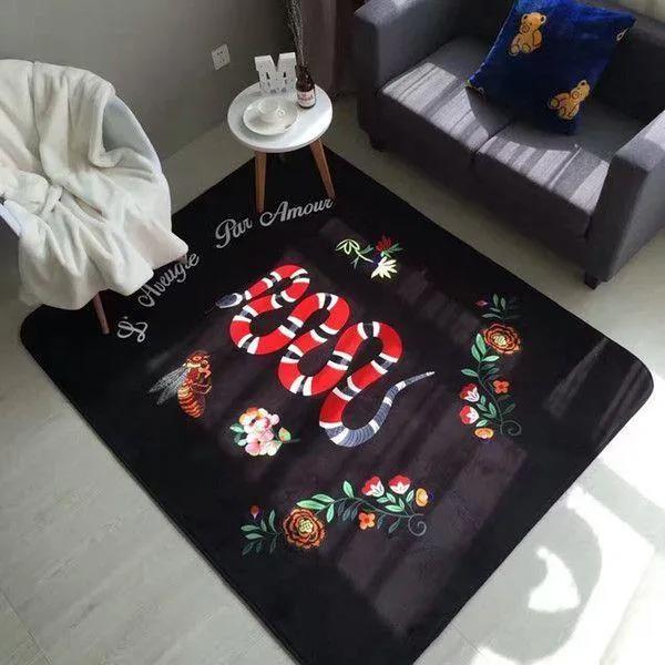 Gucci snake flower logo type 936. Upgrade Your Living Room with Luxury Home Decor: Area Carpets, Floor Decor, Door Mats, and Hot Gift Items with style a High-End Fashion Brand Rectangle Rug