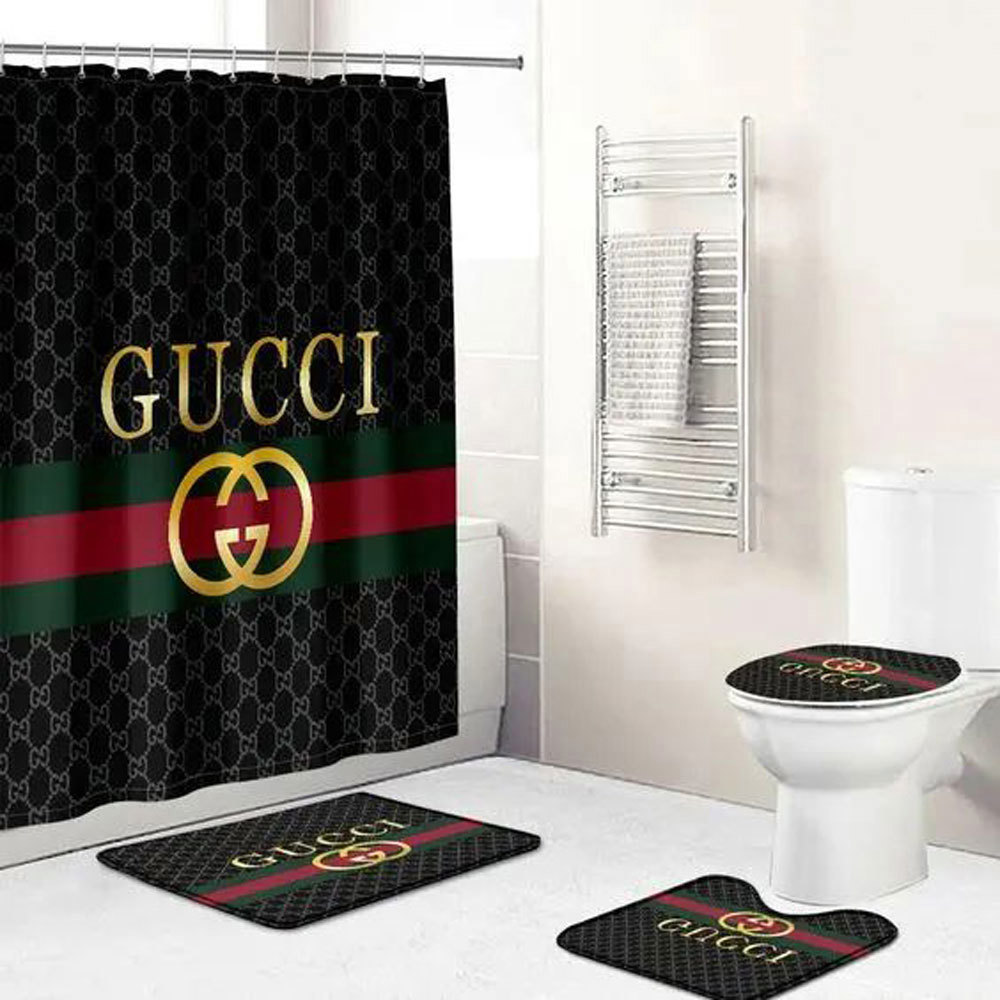 Gucci stripe home decor bath mat bathroom sets luxury fashion brand hypebeast Bathroom Set