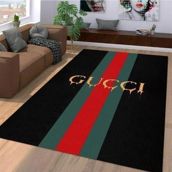 Gucci stripe logo type 36. Upgrade Your Living Room with Luxury Home Decor: Area Carpets, Floor Decor, Door Mats, and Hot Gift Items with style a High-End Fashion Brand Rectangle Rug