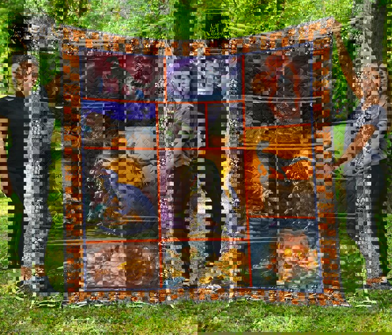 Halloween decorations dinosaur halloween fleece blanket, mink sherpa blanket, halloween blanket, dinosaur lover gift Quilt Blanket